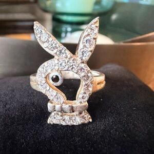 Vintage 925 Silver Playboy Bunny Crystal Ring